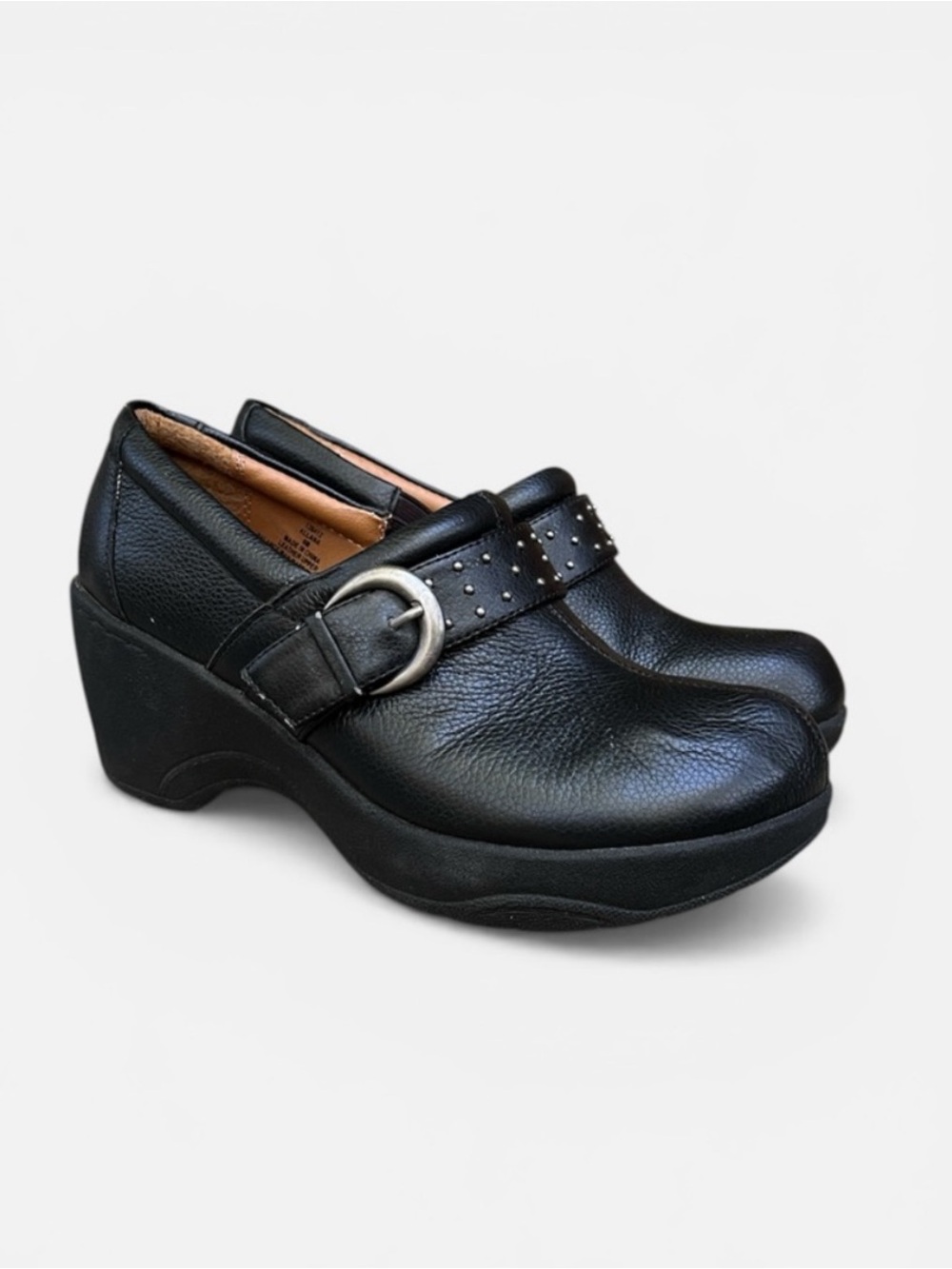Bjorndal “Allana” Leather Slip-on Clog in Black Size 8
